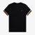 FRED PERRY麦穗T恤男短袖高端纯棉纯色螺纹修身圆领短T体恤 黑色-金 三色彩袖 S