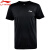 李宁（LI-NING）羽毛球健身运动户外跑步训练休闲短袖T恤ATSP503-1 黑色 M码 男款