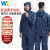 WK 无尘服防静电服分体连帽工作服洁净服防尘服喷漆养殖场 藏青 XL