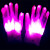 LED发光手套表演 手影舞荧光手套 抖音酒吧蹦迪神器EDM电音节装备 粉色 双面发光一双