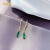 QZGY祖母绿水滴耳环女银针法式复古感小巧耳坠长款镶钻时尚耳饰品 银针。水滴
