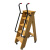 定制可移动双扶手人字梯折叠带轮梯子书架多功能梯凳加厚实木楼梯 6步清漆色(1.27米高)