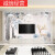 麦哟宝北欧电视背景墙壁纸家用简约现代客厅装饰墙纸麋鹿壁画壁布 1款式 3D细腻光亮真丝布