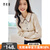 梵希蔓法式英伦撞色边小香风针织衫女优雅气质显瘦百搭春秋季上衣 72375 杏色 L