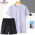俞兆林运动套装女士夏季2024新款跑步休闲透气T恤薄款速干短袖短裤 浅紫 XL