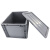 海斯迪克 EU周转箱塑料箱 汽配可堆式储物箱零件箱 灰色带盖600*400*230