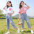 UOSU女童套装夏装套装3-15岁女孩子穿的大童棉T恤短袖破洞牛仔 牛仔裤-单件 110cm