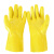 浸胶工业橡胶手套 防水防油耐酸碱加厚浸塑手套黄色5双