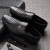 兰顿威登商务休闲皮鞋凉鞋男士夏季透气镂空隐形内增高6cm正装男鞋子 黑色平跟凉鞋 44
