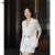 菲伊斯莉品牌醋酸西装套装女复古风高端夏季薄款时尚气质白色短袖职业立领短裤 白色 XS