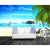 简道现代简约客厅瓷砖背景墙大海蓝天沙滩椰树3D风景电视背景墙瓷砖影视墙砖瓷片陶瓷画定制 9D高温烧制微晶石/0.1平方