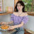 AHKA紫色短款上衣女夏季2023年新款韩版设计感气质泡泡袖短袖方领衬衫 白色 M