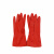 劳保佳 牛筋橡胶手套 加绒加厚防水保暖劳保工业胶皮手套 红色 均码 两双装