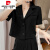 皮尔卡丹（pierre cardin）黑色小西装外套女夏季薄款外穿2024新款韩版时尚气质短款西服上衣 黑色套装 S