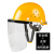定制安全帽式电焊面罩烧焊工防护罩脸部面屏防飞溅打磨透明焊帽头戴式柯思捷 安全帽(黄色)+支架+透明屏