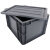 海斯迪克 EU周转箱塑料箱 汽配可堆式储物箱零件箱 灰色带盖600*400*230