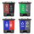 兰诗（LAUTEE）D-132 脚踏分类双格垃圾桶 商用连体双桶垃圾桶 30L绿灰