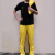 旋龙 衣服 黄色运动服 武术 截拳道 双节棍 舞台表演 服装 儿童款 140