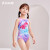洲克（ZOKE）儿童泳衣连体专业训练美人鱼女中大童温泉速干121525819 紫兰 150