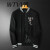 WTVVR  港风潮牌男装新款个性卡通刺绣印花修身夹克棒球领休闲大码外套 黑色 XL