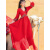 YEAE草原青海湖旅游裙子沙滩裙女西藏新疆超仙沙漠拍照连衣裙 红色 L