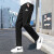 阿迪达斯 （adidas）男装运动套装2024夏季新款宽松梭织连帽夹克外套直筒裤长裤两件套 梭织夹克+针织长裤 S/175