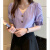 tromlfz雪纺衫女短袖衬衫夏季新款宽松v领紫色泡泡袖上衣洋气小衫潮 紫色 XL