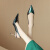 洛梦希菲（ROMOHIPH）品牌包头凉鞋女新款性感尖头后空蛇皮后空高跟鞋 墨绿 35