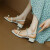 BUDDY BELLE女鞋2024夏新款一字扣带水钻珍珠夹趾罗马鞋新款百搭温柔粗跟凉鞋 米白色 34