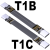 定制USB3.1扁平数据软排延长线 C公type-c弯角90度ADT gen2x1 10g T1C-T2B 13P 无电阻 3cm