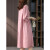 原形原形高端宽松显瘦亚麻连衣裙中长款2024夏季新款韩版气质裙子 粉色 S