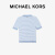 MICHAEL KORS迈克高仕 女士针织条纹短袖 T 恤 浅蓝/白色 424 M