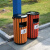 庄太太【塔型镀锌板防腐木琥珀红】户外垃圾桶室外拉圾筒环卫分类环保垃圾箱果皮箱