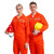 久瑞 JSF142 春秋季工作服 翻领大口袋安全反光条工装劳保服分体套装 橙色套装 XL 