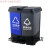 双色分类垃圾桶饭店办公可回收带盖脚踏带内桶新国标大号 16L双蓝可回收+灰其他国标