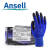 ANSELL 11-618 掌部PU深蓝色尼龙割黑色涂层轻型防护耐磨耐用工作手套1付 10# XL码