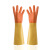 冰禹 BYC-15 工业橡胶手套 耐酸碱耐油水腐蚀耐磨防护加长一体绒浸胶手套 橙黄色 