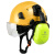 护目防砸隔音工地盔带耳罩工程安帽防护头盔新国标印字头帽 黄色帽+透明镜+G07E耳罩