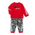 阿迪达斯（Adidas）儿童运动套装圆领长袖卫衣束口长裤子婴儿服彩色春秋20 红色/彩色 12-18个月