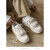 ABCDZZ魔术贴四芒星板鞋2024夏季新款小白鞋男女款增高厚底小众男鞋 米白色 36 女款/标准运动鞋码