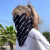 夏季防晒面罩户外骑车护颈薄款围脖透气韩版围巾面纱电焊工防护头套 涂鸦（黑）+字母（黑）