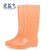 宏益飞 高筒雨靴 女式时尚加绒棉套防滑耐磨防水PVC水鞋 成人透明雨鞋 果冻橙 加绒 39