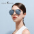 新款海伦凯勒同款太阳镜男女 时尚炫彩墨镜 偏光蛤蟆镜H8630 银框+宝石蓝镀膜镜片HD12