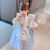 迪士尼（Disney）女童汉服夏古装仙女裙套中国风唐装2023新款女宝宝超仙洋气二件套 杏色 337款汉服套装 120码适合身高105cm左右