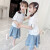 夏天女童民国风刺绣套装2024夏季新款小女孩中国风旗袍裙子两件套 粉色 160cm