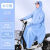 雨衣全身一体式有袖雨衣电动自行车带袖电车特厚雨衣牛津布披雨衣 4XL-藏青 有袖