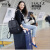 袋鼠时尚女士双肩包2023新款韩版书包潮流旅行大容量简约真皮妈咪背包 黑色压花升级版