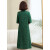 她蔓歌连衣裙50到60岁新款夏季中年夏装连衣裙高贵气质女 墨绿 XL 建议90-115斤