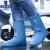 防雨鞋套 防汛硅胶雨鞋套男女下雨加厚防滑耐磨学生便携式雨靴仿 纽扣款-高筒蓝色109 S30-33码