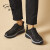 沙驰男鞋2023春季新款商务休闲鞋男士真皮系带软底超轻皮鞋 黑色X55123669Z-1 37